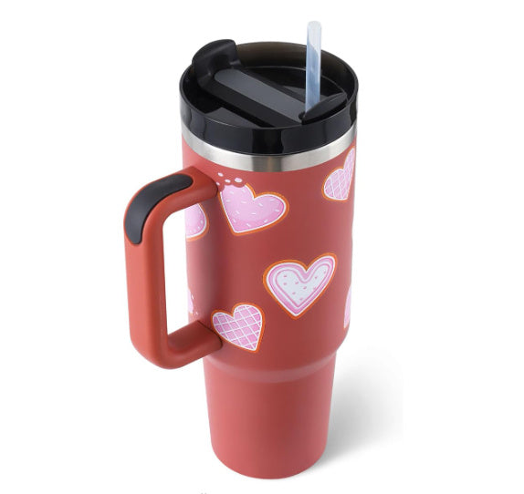 40oz Insulated Tumbler With Handle & Straw – Spill-Proof Stainless Steel Travel Mug | Leak-Proof Travel Mug