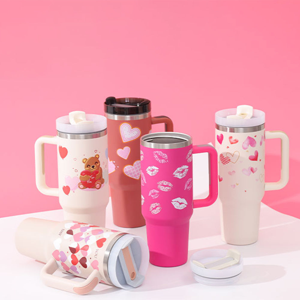 40oz Insulated Tumbler With Handle & Straw – Spill-Proof Stainless Steel Travel Mug | Leak-Proof Travel Mug