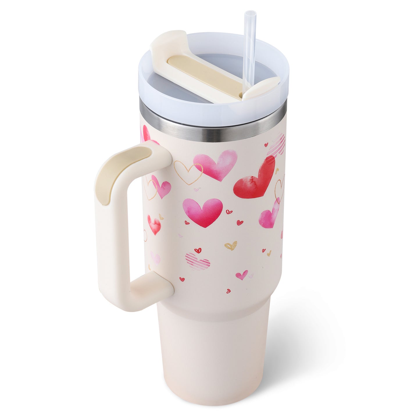 40oz Insulated Tumbler With Handle & Straw – Spill-Proof Stainless Steel Travel Mug | Leak-Proof Travel Mug