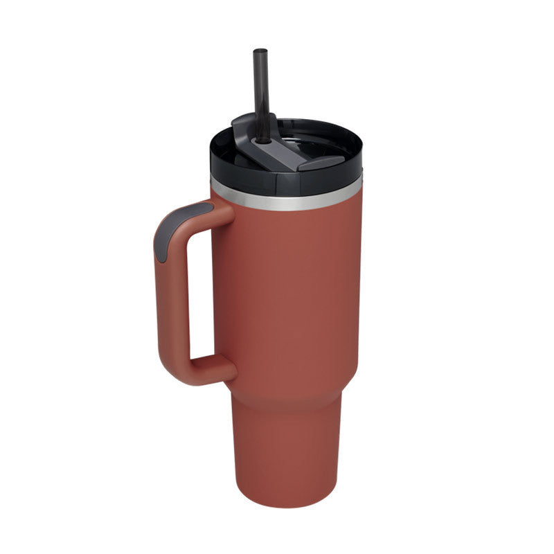 40oz Insulated Tumbler With Handle & Straw – Spill-Proof Stainless Steel Travel Mug | Leak-Proof Travel Mug
