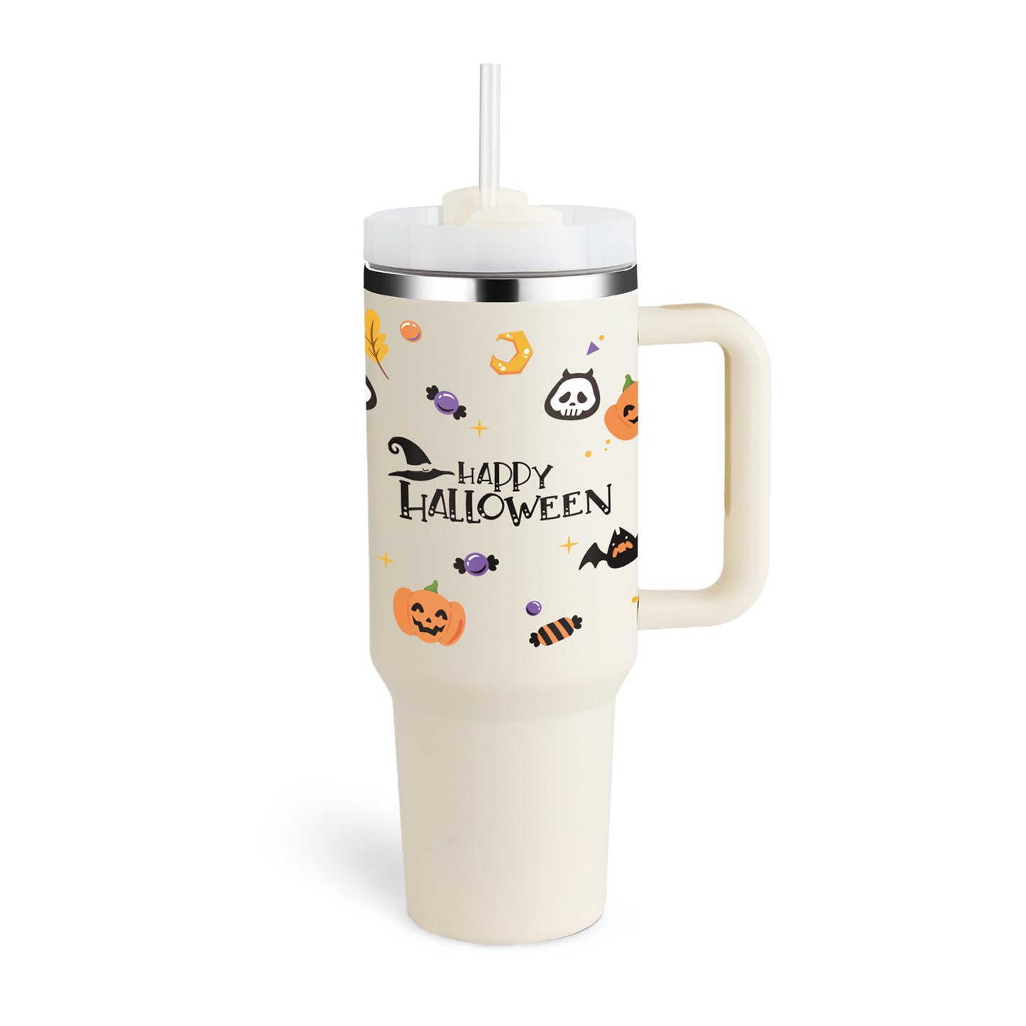 40oz Insulated Tumbler With Handle & Straw – Spill-Proof Stainless Steel Travel Mug | Leak-Proof Travel Mug