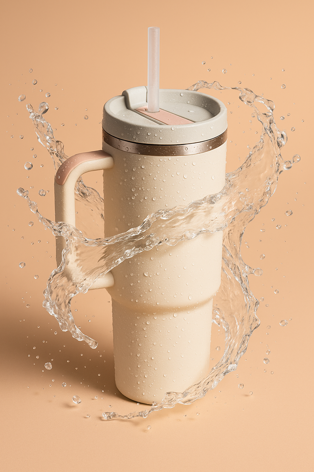 40oz Insulated Tumbler With Handle & Straw – Spill-Proof Stainless Steel Travel Mug | Leak-Proof Travel Mug