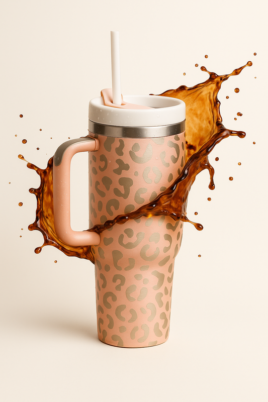40oz Insulated Tumbler With Handle & Straw – Spill-Proof Stainless Steel Travel Mug | Leak-Proof Travel Mug