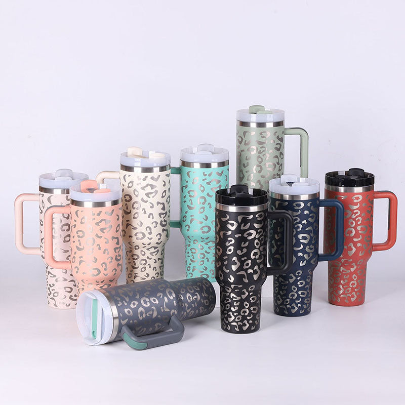 40oz Insulated Tumbler With Handle & Straw – Spill-Proof Stainless Steel Travel Mug | Leak-Proof Travel Mug