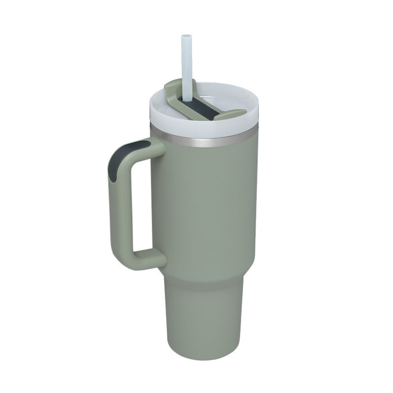 40oz Insulated Tumbler With Handle & Straw – Spill-Proof Stainless Steel Travel Mug | Leak-Proof Travel Mug